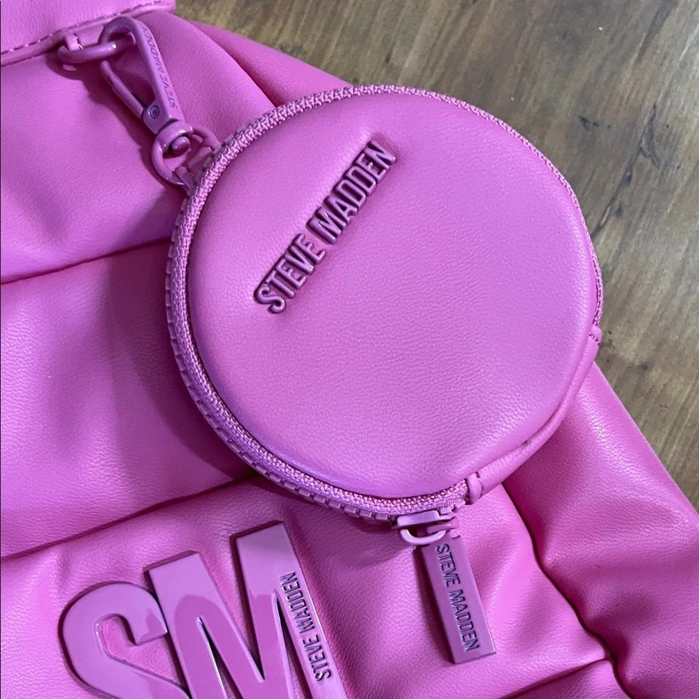 Steve Madden Pink Padded Backpack with Coin Pouch - Picture 2 of 13